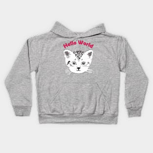 Hello World Kitten Kids Hoodie